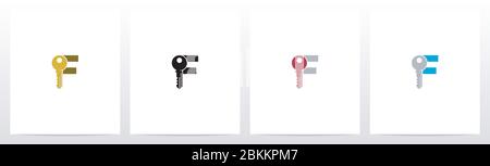 Key On Letter Logo Design F Stock Vector