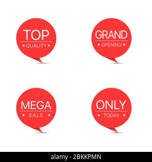 Red label icon set Stock Vector