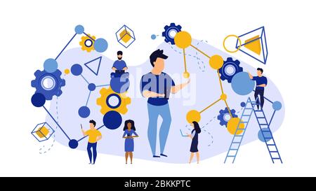 Person scientist people artificial intelligence vector concept illustration. Character target check AI laboratory science. Experiment lab working job. Stock Vector