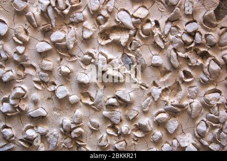 Texture consisting of small natural stones attached to a wall for decoration Stock Photo