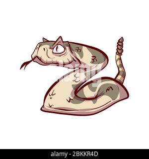 Colorful vector illustrationof a cartoon venomous rattle snake Stock Vector