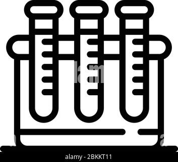 Three flasks in a container icon, outline style Stock Vector