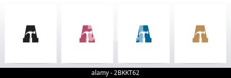 Hammer Tools On Letter Logo Design A Stock Vector