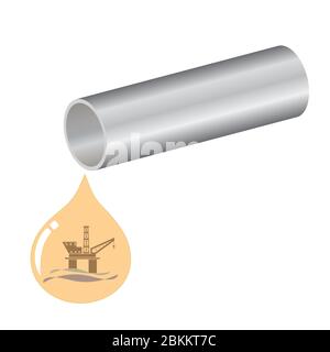 Pipeline creative design with a oil drop. Vector logo Stock Vector