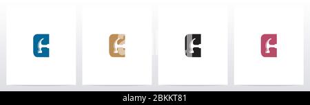 Hammer Tools On Letter Logo Design C Stock Vector