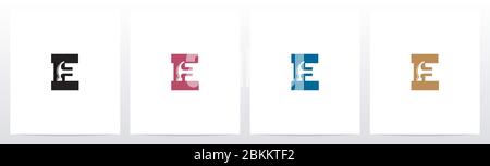 Hammer Tools On Letter Logo Design E Stock Vector