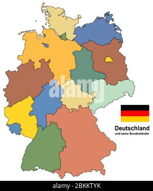 west european country germany and the federal states Stock Vector