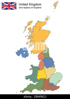 european country United Kingdom and regions of England Stock Vector