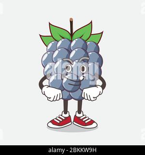 An illustration of Dewberries Fruit cartoon mascot character with smirking face Stock Vector