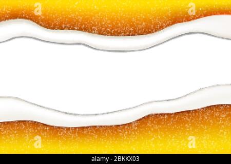 Golden beer foam wave on white background vector illustration Stock Vector