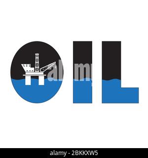 Oil Industry Offshore Platform Logo Vector Business Stock Vector