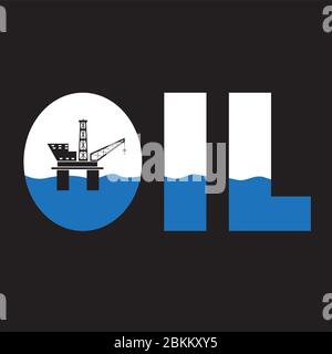 Oil Industry Offshore Platform Logo Vector Business Stock Vector