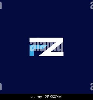 FZ F Z Letter Logo Design in blue and white Colors. Creative Modern Letters Vector Icon Logo Illustration. Stock Vector