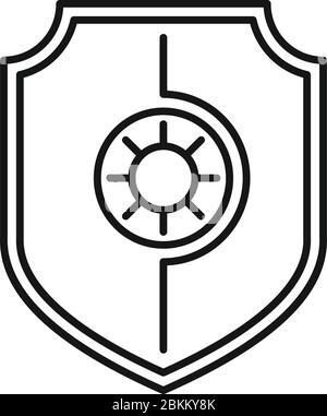 Sun block shield icon. Outline sun block shield vector icon for web design isolated on white background Stock Vector