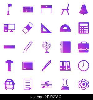 School gradient icons on white background, stock vector Stock Vector