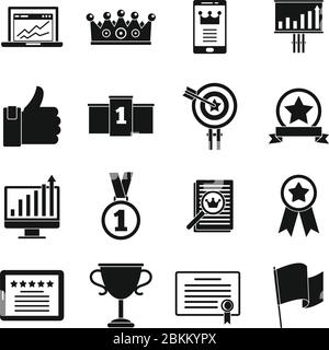 Excellence goal icons set. Simple set of excellence goal vector icons for web design on white background Stock Vector