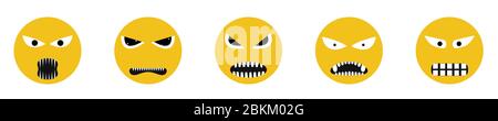 Angry Smile face icons Stock Vector
