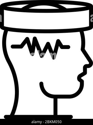 Electroencephalogram of brain icon, outline style Stock Vector