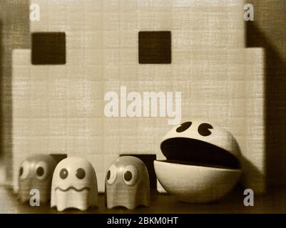 It will be the Pac Man 40th anniversary May 22, 2020. The Namco maze game that helped build the arcade scene Stock Photo