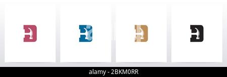 Hammer Tools On Letter Logo Design D Stock Vector