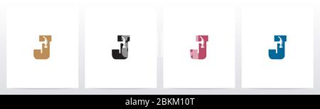 Hammer Tools On Letter Logo Design J Stock Vector
