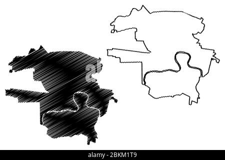 Arad City (Republic of Romania) map vector illustration, scribble sketch City of Arad map Stock Vector