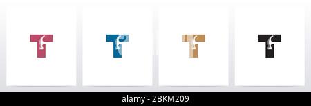 Hammer Tools On Letter Logo Design T Stock Vector