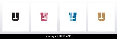 Hammer Tools On Letter Logo Design U Stock Vector