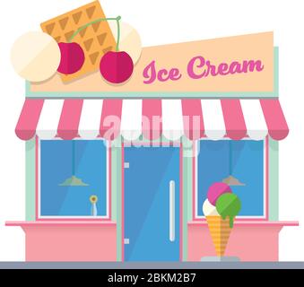 Flat design isolated ice cream parlor building vector illustration Stock Vector