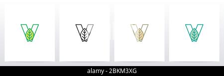 Leaf On Letter Logo Design V Stock Vector