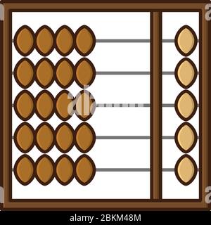 Traditional Japanese Abacus vector filled line icon. Accounting and mathematics isolated color symbol. Stock Vector
