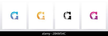 Lightbulb On Letter Logo Design G Stock Vector