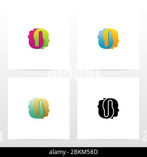 Human Heads Connected Logo Design Stock Vector