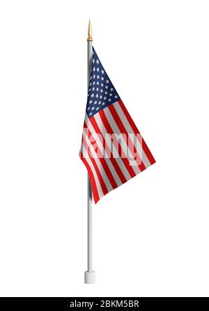 Realistic American Flag. Waving flag of the USA. 3D advertising textile vector flags. Template for products, advertizing, web banners, leaflets Stock Vector