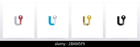 Key On Letter Logo Design U Stock Vector