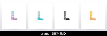 Horizontal Lines With Dots On Letter Logo Design L Stock Vector