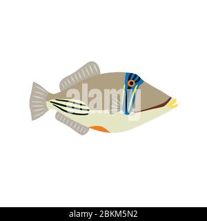Picasso triggerfish fish icon on white background. Vector illustration. Stock Vector