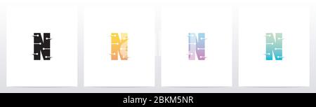Horizontal Lines With Dots On Letter Logo Design N Stock Vector