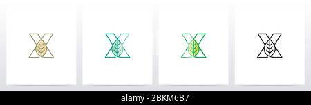 Leaf On Letter Logo Design X Stock Vector
