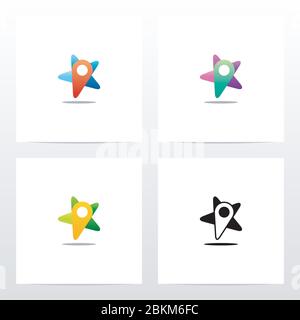 Location Pin And Star Logo Design Stock Vector