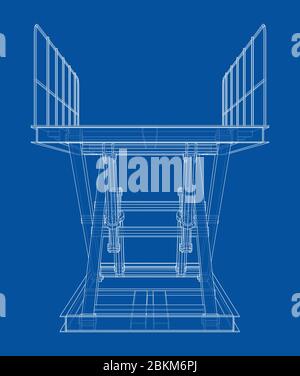 Scissors lift concept outline. Vector Stock Vector
