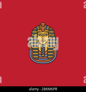 Golden funerary mask of Tutankhamun vector illustration for Museum Day on May18th. World heritage color symbol. Stock Vector