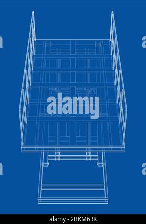 Scissors lift concept outline. Vector Stock Vector