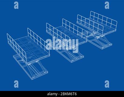 Scissors lift concept outline. Vector Stock Vector