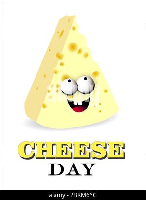 Cheese Day. National Cheese Day. Character. Vector illustration isolated on a white background.. Stock Vector