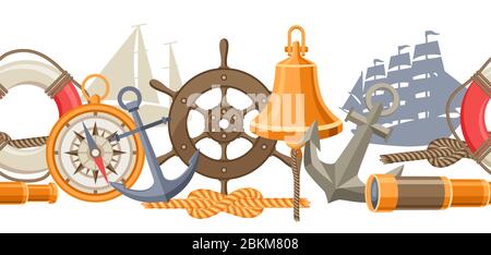 Seamless pattern with symbols and items. Stock Vector