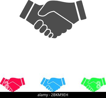 Business handshake, contract agreement icon flat. Color pictogram on white background. Vector illustration symbol and bonus icons Stock Vector
