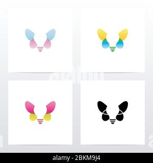 Lightbulb With Butterfly Wings Logo Design Stock Vector