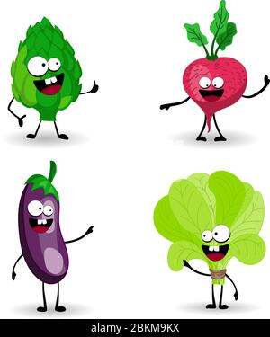 Beets, carrots, tomatoes. Vegetables characters. Healthy foods. Food on a white background. Vegetarianism.. Stock Vector