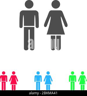 Man and woman icon flat. Color pictogram on white background. Vector illustration symbol and bonus icons Stock Vector